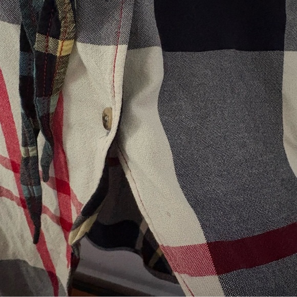 J W ANDERSON sz 4 Blue Long Sleeve Tie Plaid Button Down Leather Patch Pocket - Picture 5 of 16